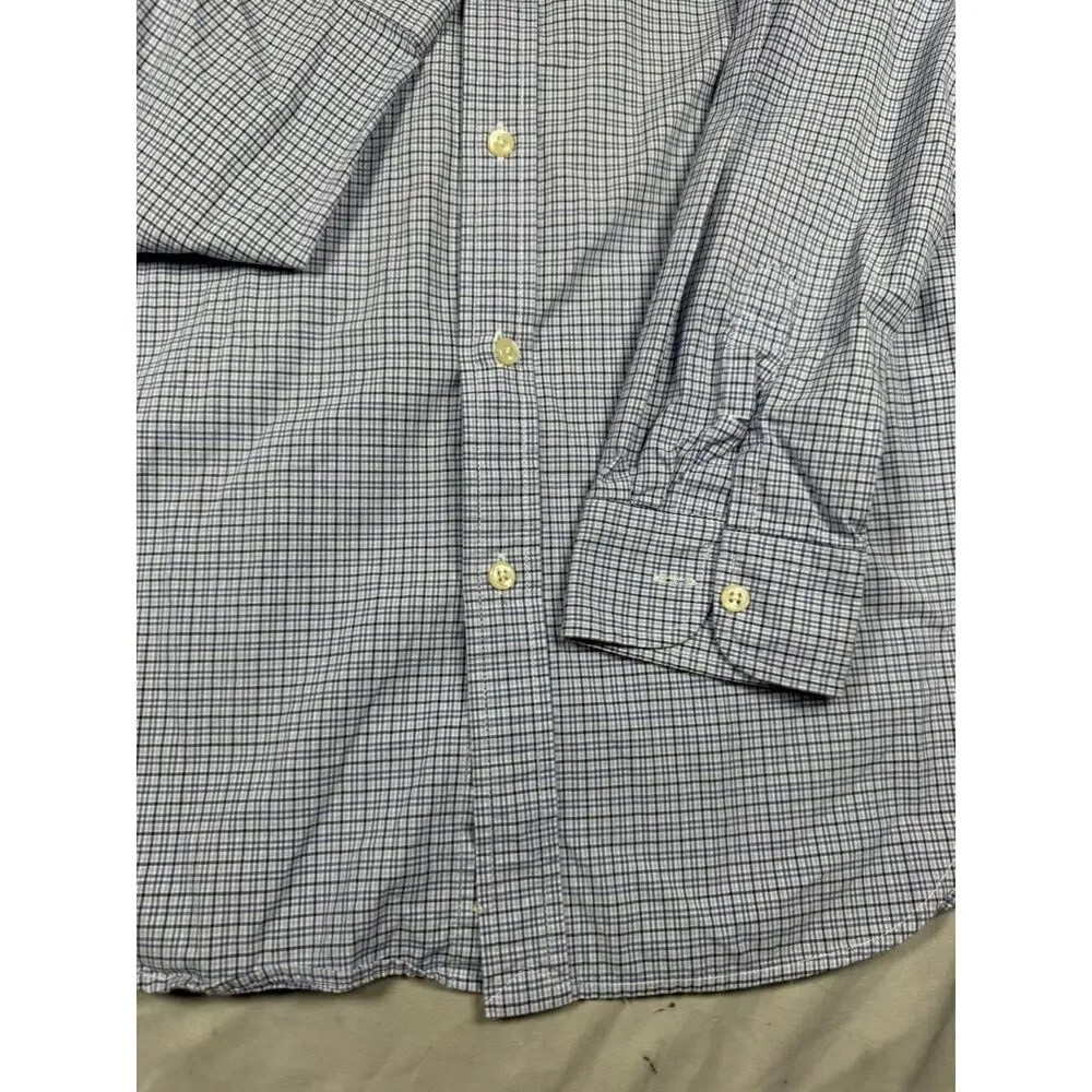 Ralph Lauren Youth XL 18-20 Blue Check Button Down Long Sleeve Shirt Cotton